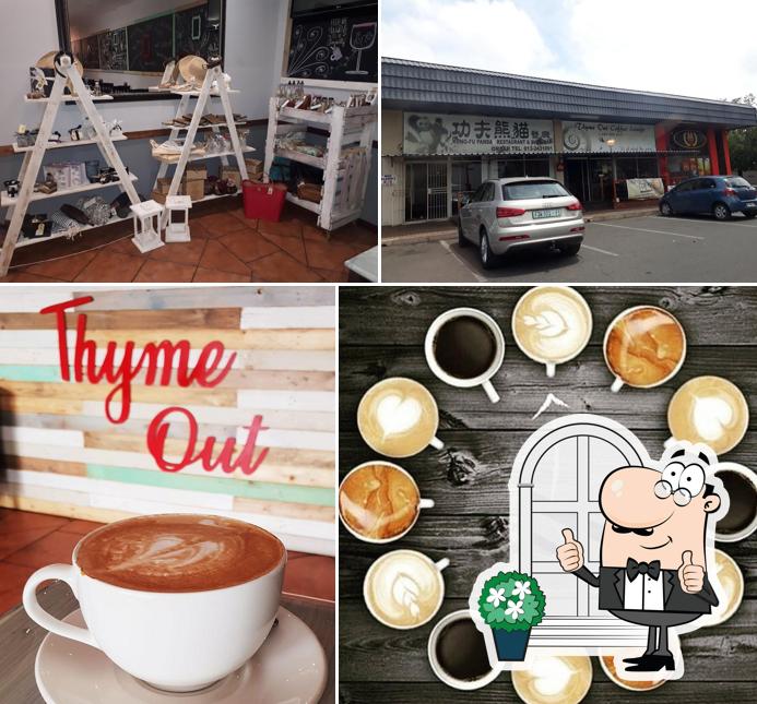 Aufnahme von außen und getränk bei Thyme Out Coffee Lounge