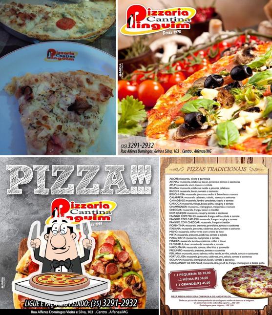 Escolha pizza no Pizzaria Cantina Pingüim