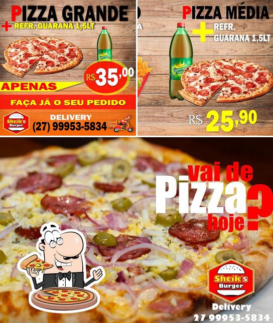 Escolha pizza no Sheik's Burger