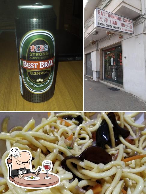 La immagine di cibo e birra da Tian Jin