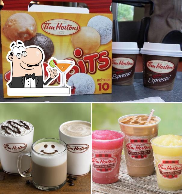 The photo of Tim Hortons’s drink and exterior