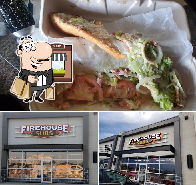 The photo of Firehouse Subs Oshawa’s exterior and food