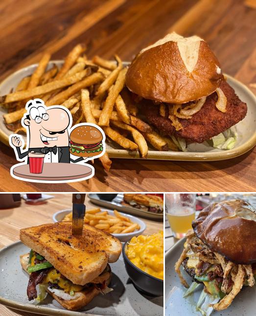 Try out a burger at Fork & Fire Smokehouse + Taproom