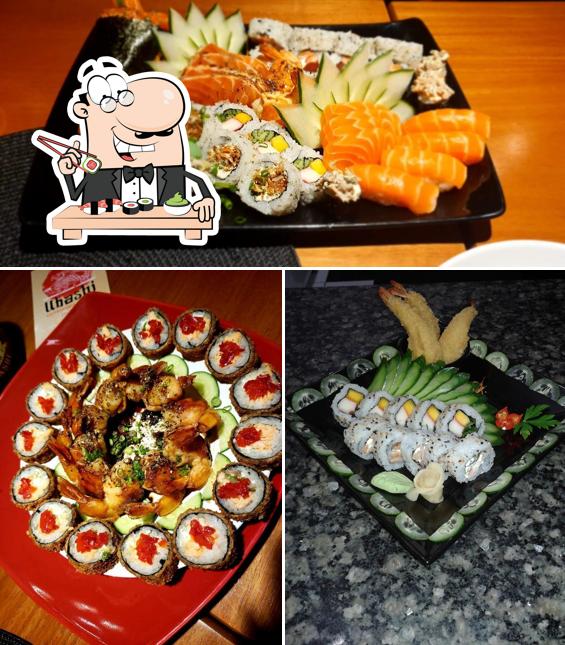 Rolos de sushi são servidos no Ubashi Gastronomia Oriental