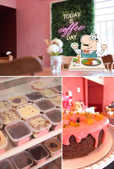 A imagem do Cake Glamour’s comida e interior