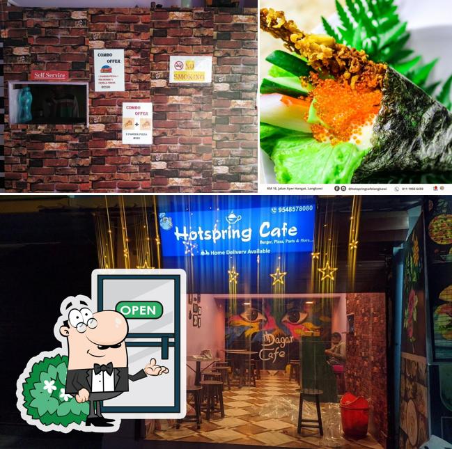 Take a look at the picture depicting exterior and food at HotSpring Cafe