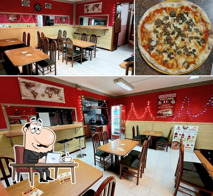 Dai un’occhiata alla foto che presenta la interni e cibo di Shaffan Pizza & Kebab