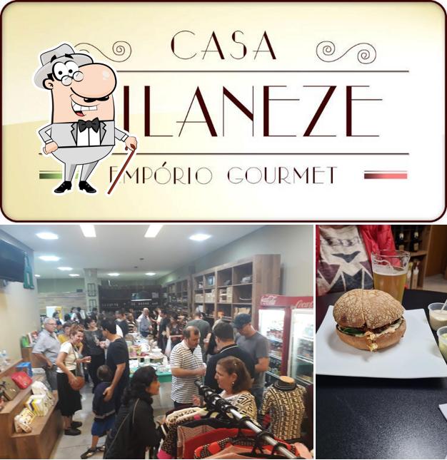 Confira a imagem ilustrando exterior e comida no Casa Milaneze - Empório Gourmet