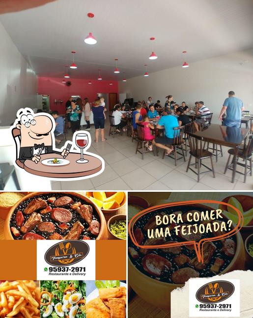 Confira a ilustração mostrando comida e interior no RESTAURANTE TEMPEROS & CIA