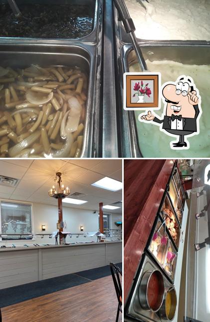 Take a look at the image displaying interior and food at Hungry Farmers Country Store & Eatery