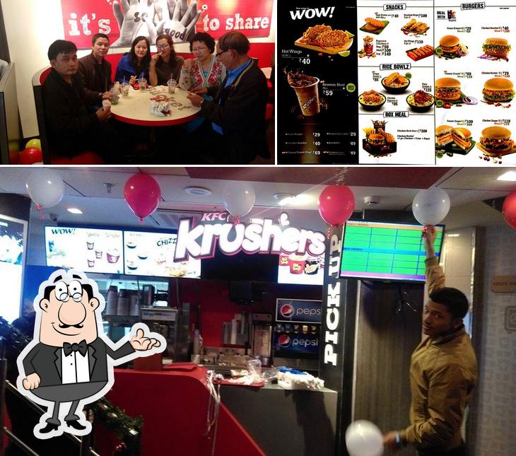 Among different things one can find interior and burger at KFC