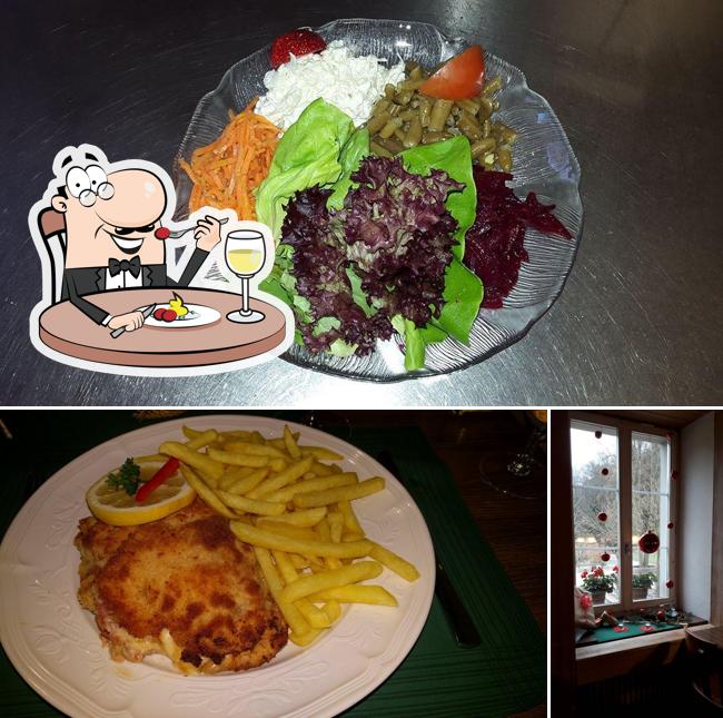 Questa è la immagine che raffigura la cibo e interni di Restaurant im Wildpark Roggenhausen