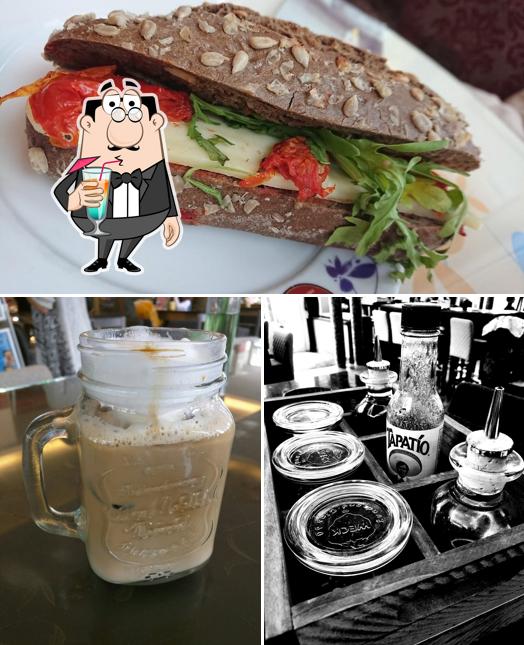 The photo of drink and sandwich at Campus Suite Cafe