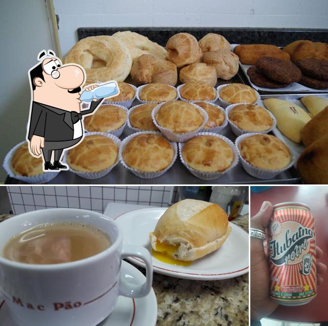 Confira a imagem mostrando bebida e sobremesa no Mac Pão