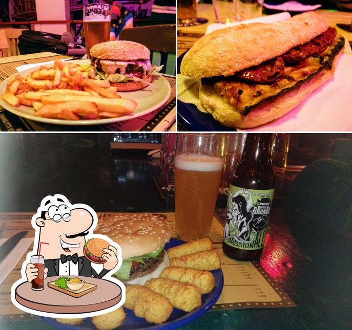 Order a burger at Gasoline Road Bar