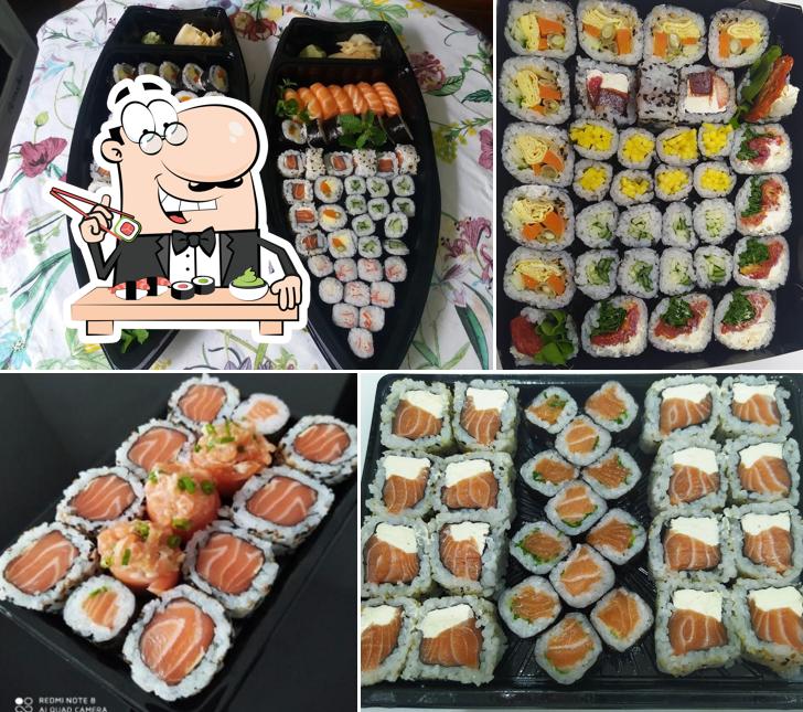 Rolos de sushi são disponibilizados no O Quinto Sabor