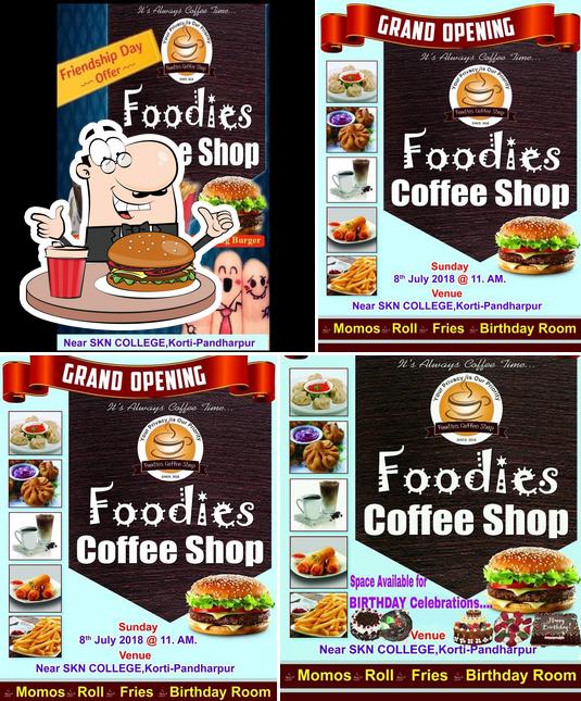 Get a burger at FOODIES COFFEE SHOP