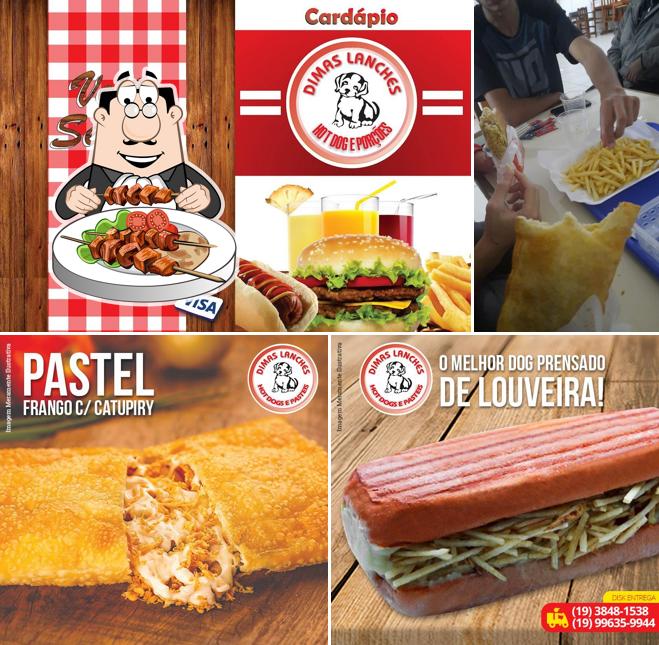 Comida em Dimas Lanches Hot Dog, Pastéis e Porções