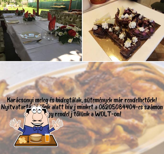 Entre los distintos productos que hay en Cukorka Grillterasz és Cukrászműhely también tienes comida y interior