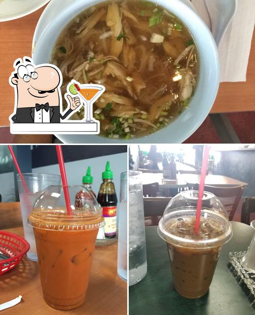 The picture of Pho V’s drink and dessert