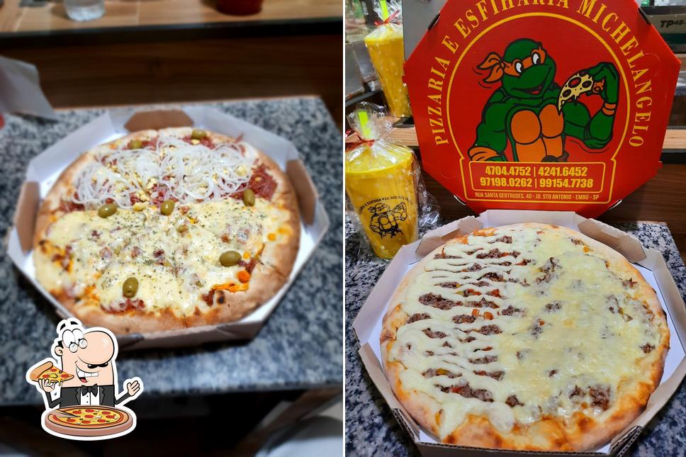 No Pizzaria Michelangelo, você pode provar pizza