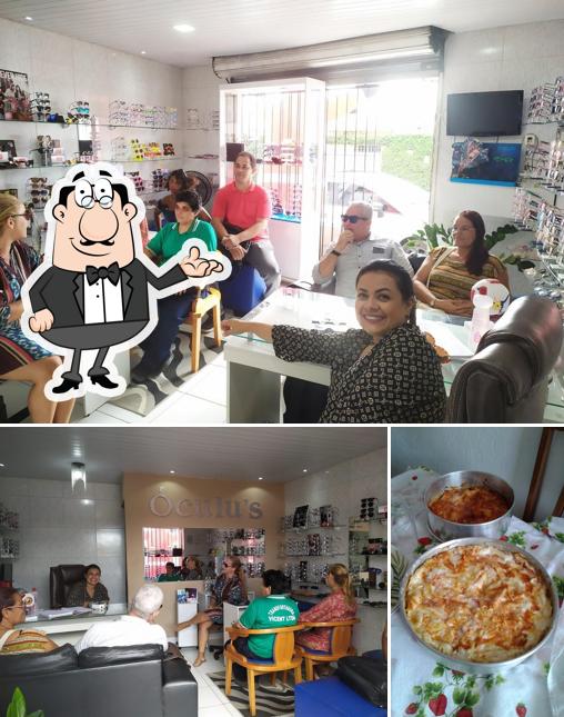 Esta é a ilustração apresentando interior e pizza a Casa da Sopa