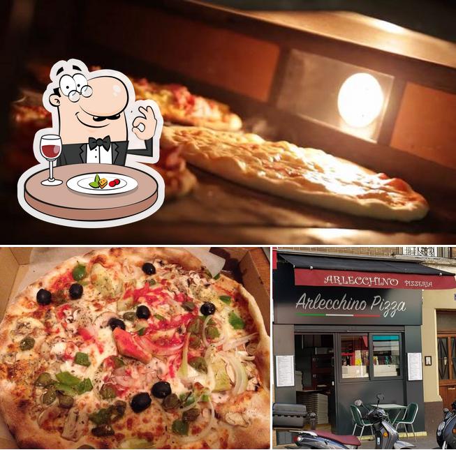 Entre los distintos productos que hay en Pizzeria Arlecchino - Pizzeria Paris 11 también tienes comida y interior