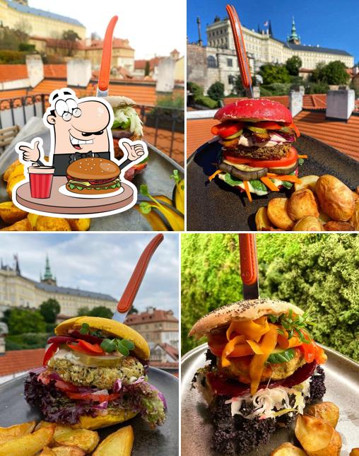 Taste one of the burgers available at Vegan's Prague