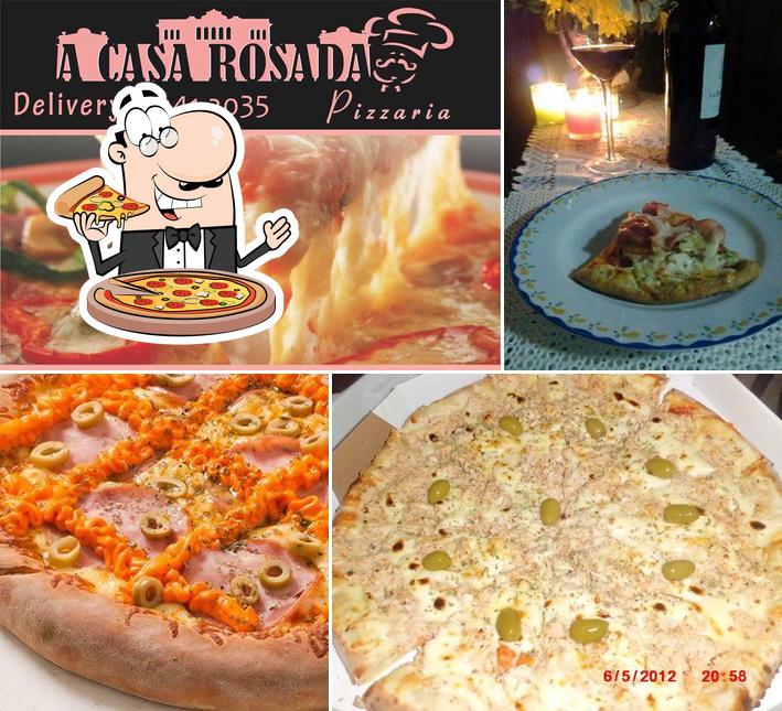 Experimente pizza no Pizzaria-A Casa Rosada