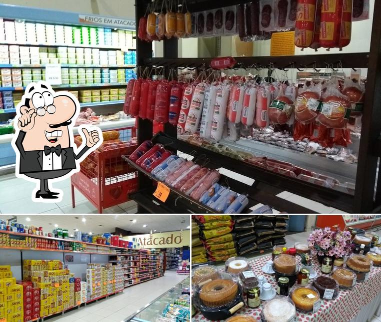 Dê uma olhada a ilustração mostrando interior e comida no Supermercado Paranaense