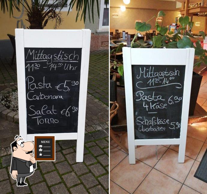 The blackboard menu features available options