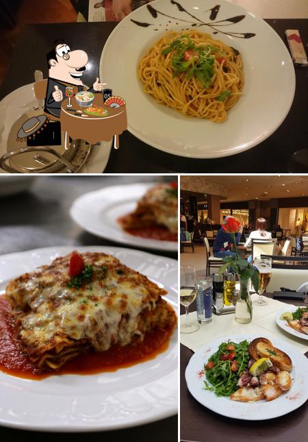 Among various things one can find food and drink at Ristorante La Piazza