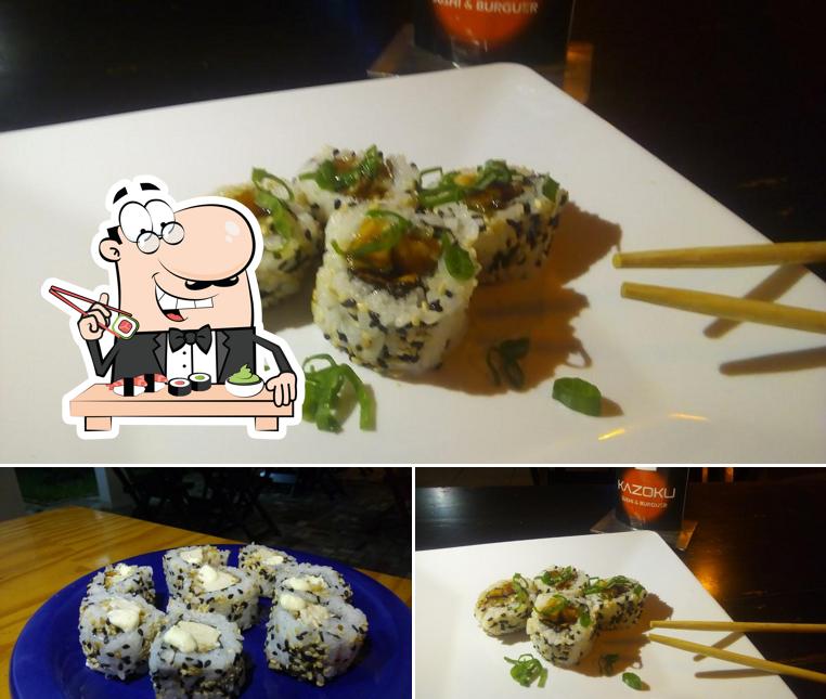 Rolos de sushi são oferecidos por Kazoku Sushi House