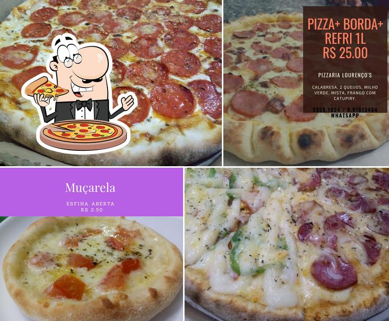 Experimente pizza no Pizzaria Lourenço's