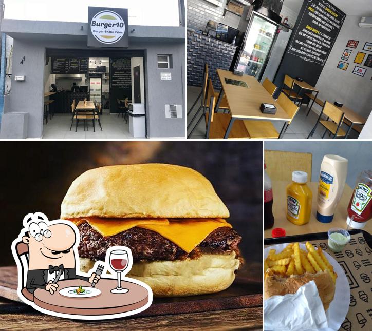 Confira a ilustração mostrando comida e interior no Burger 10