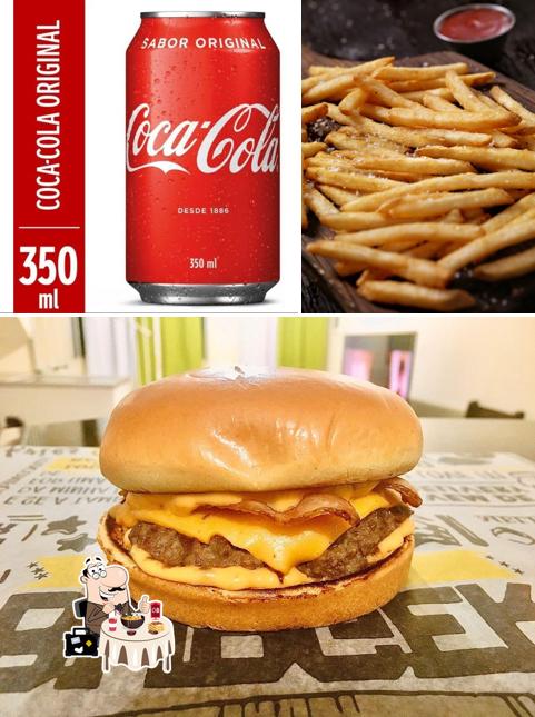 A ilustração do Kitchen Burger’s comida e bebida
