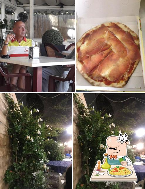 Dai un’occhiata alla immagine che presenta la cibo e esterno di Pizzeria Bar La Pergola