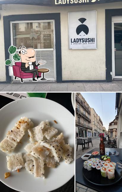 Parmi les diverses choses de la intérieur et la nourriture, une personne peut trouver sur Lady Sushi Montpellier