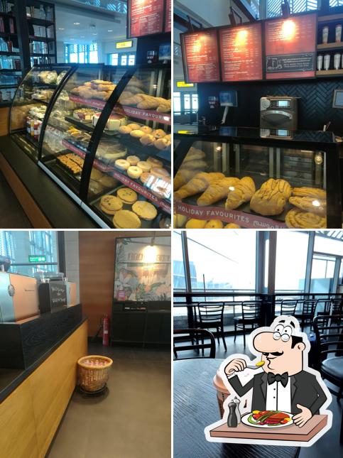 The photo of food and interior at Starbucks