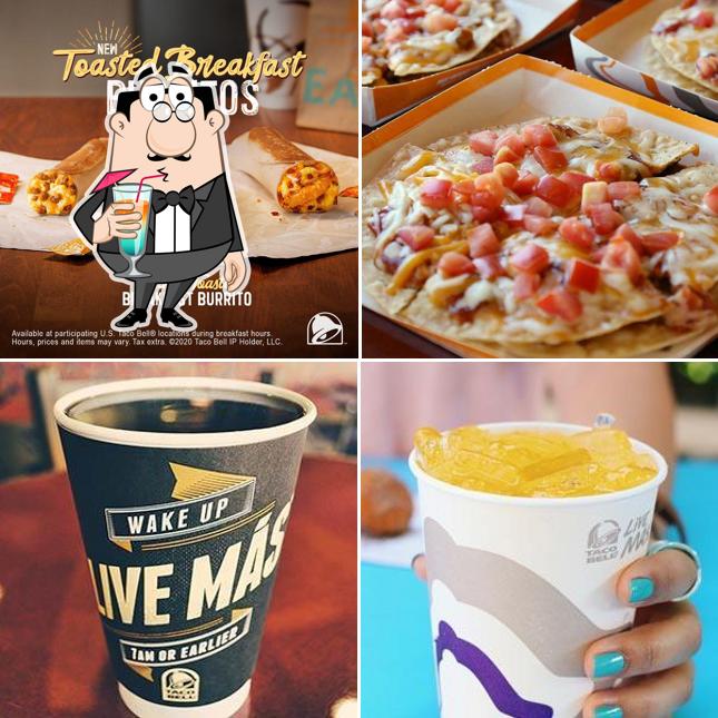 This is the picture showing drink and food at Taco Bell