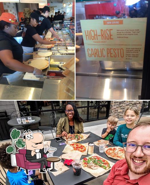 Take a seat at one of the tables at Blaze Pizza