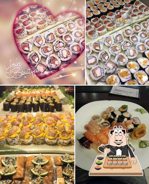Rolos de sushi são disponibilizados no Ni Hao