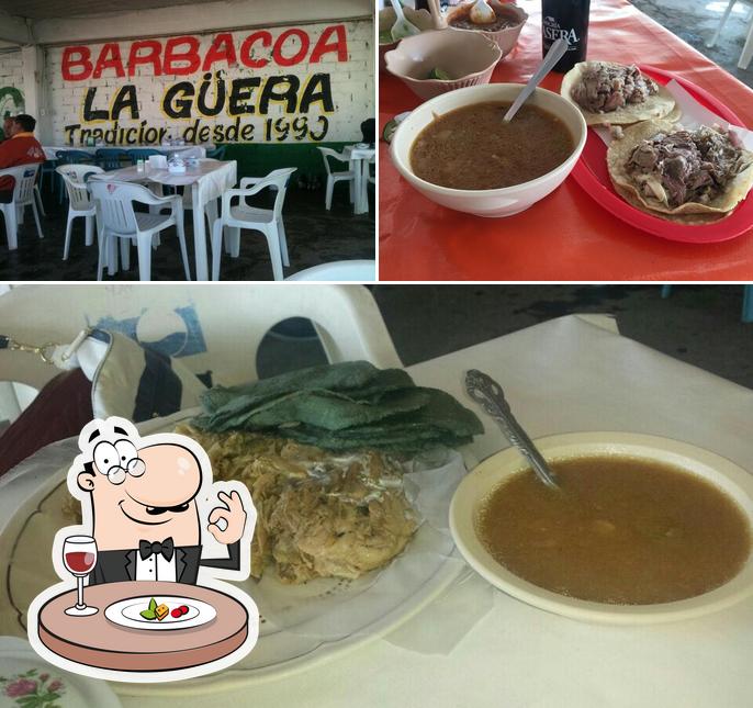 This is the image depicting food and interior at Barbacoa La Guera