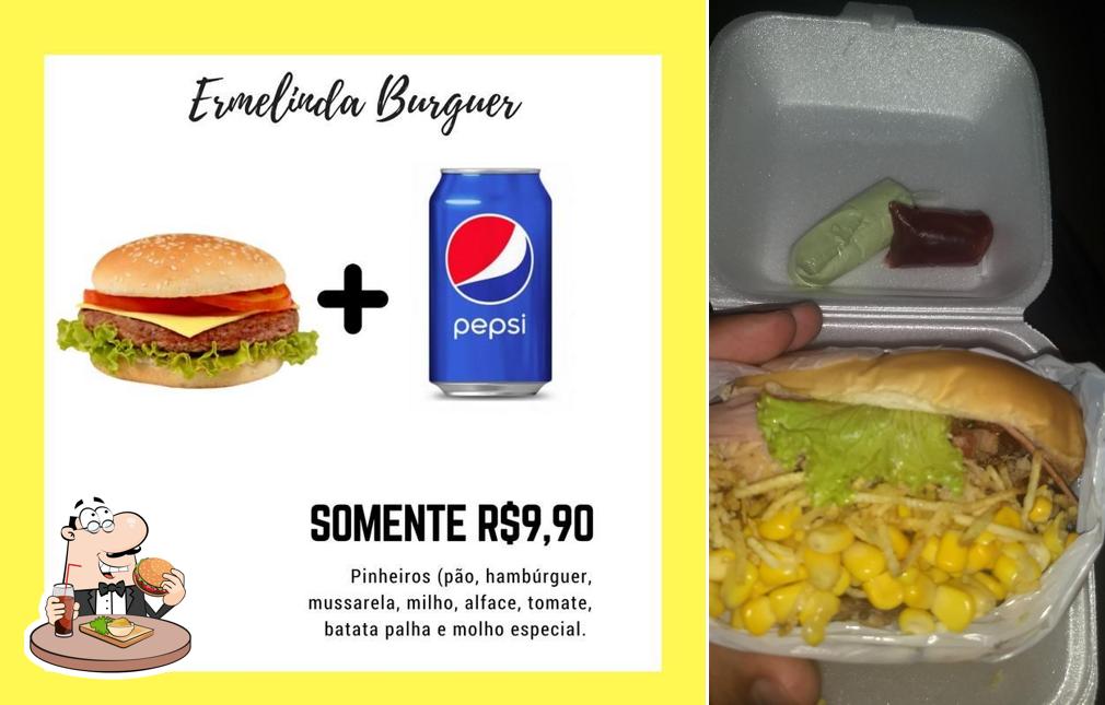 Peça um hambúrguer no Ermelinda Burguer