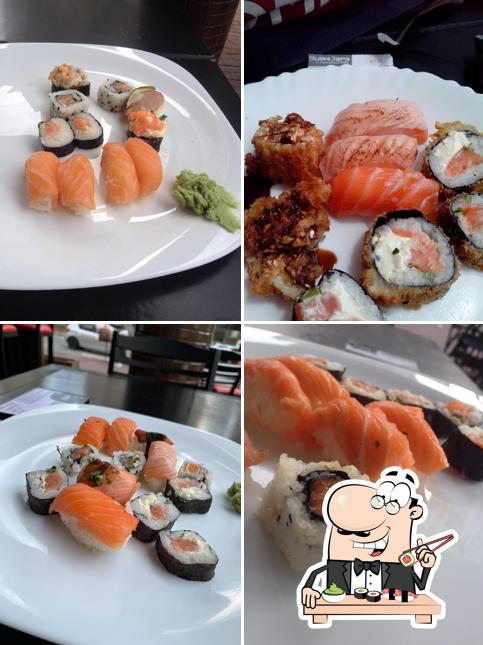 Rolos de sushi são disponibilizados no Sushi Japa