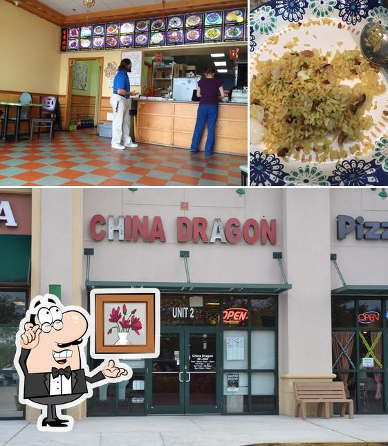 This is the photo depicting interior and food at China Dragon