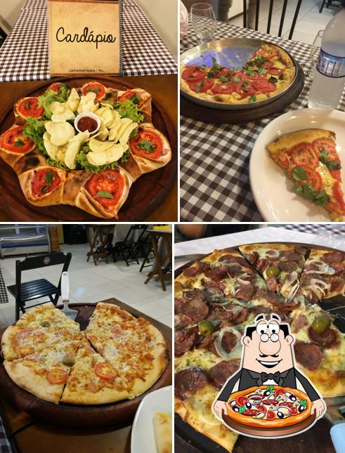 Escolha pizza no Pizzaria Flamboyant