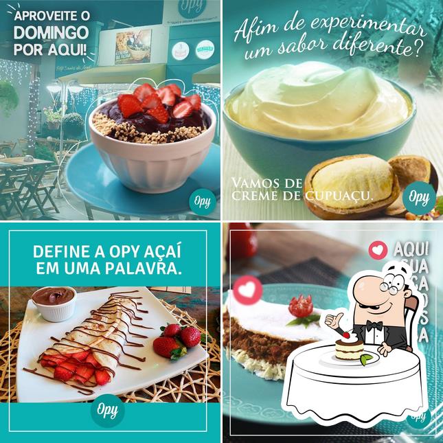 Opy Açaí oferece uma escolha de pratos doces