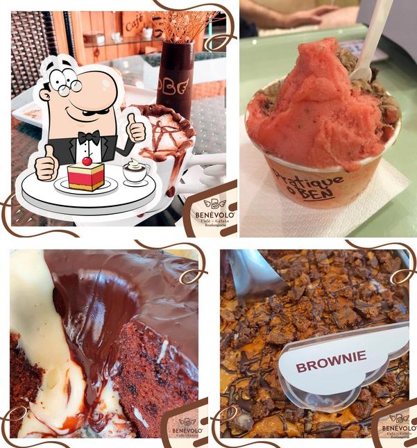 Benévolo Café e Gelato serve uma gama de pratos doces