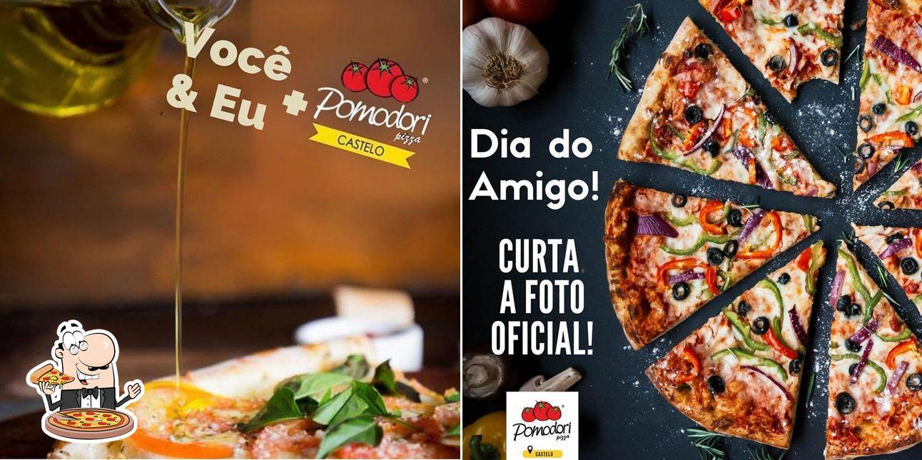 Escolha pizza no Pomodori Castelo